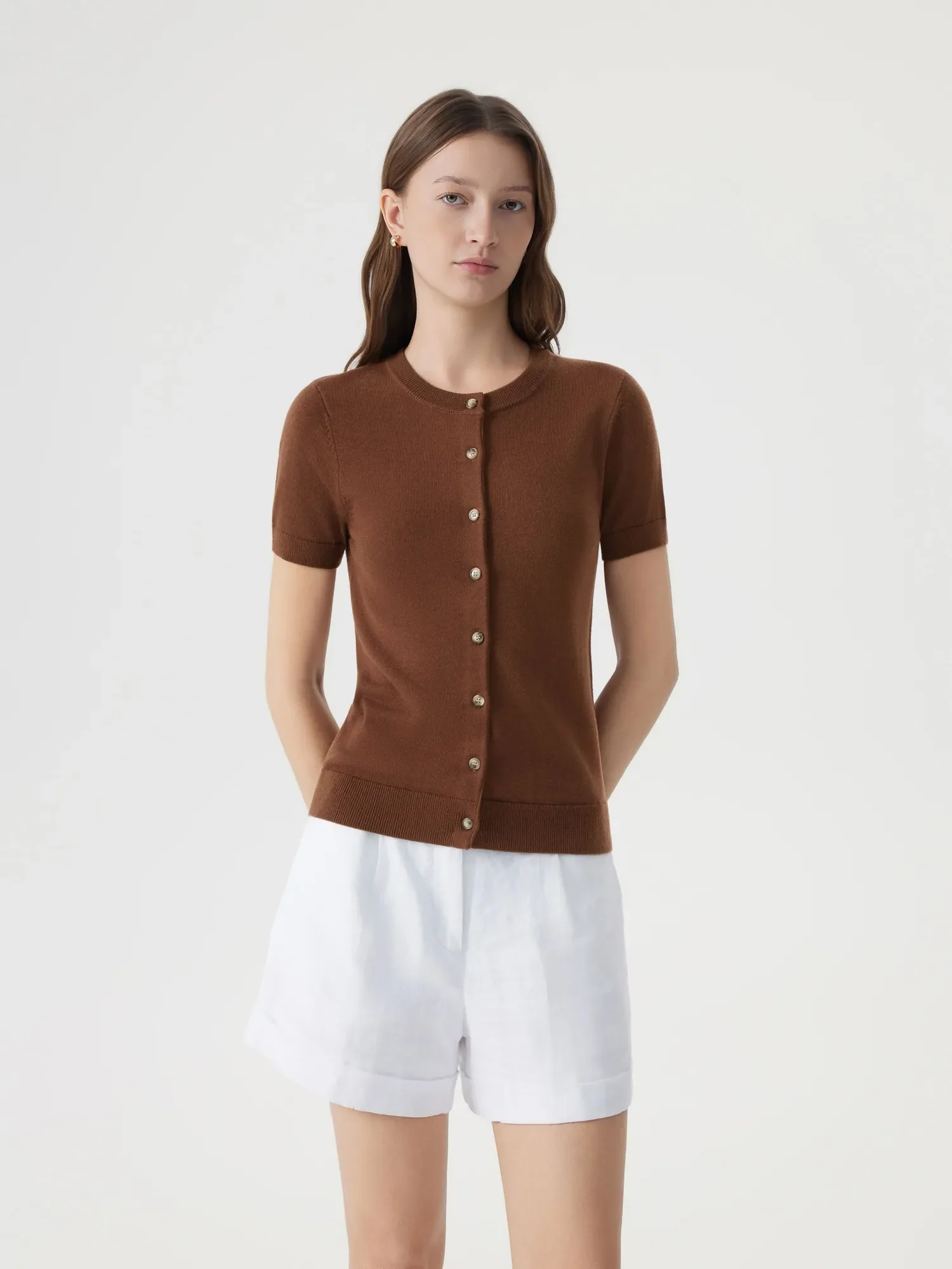 Cashmere Silk Blend Cardigan Spring Sweaters - Short Sleeve - Image 7