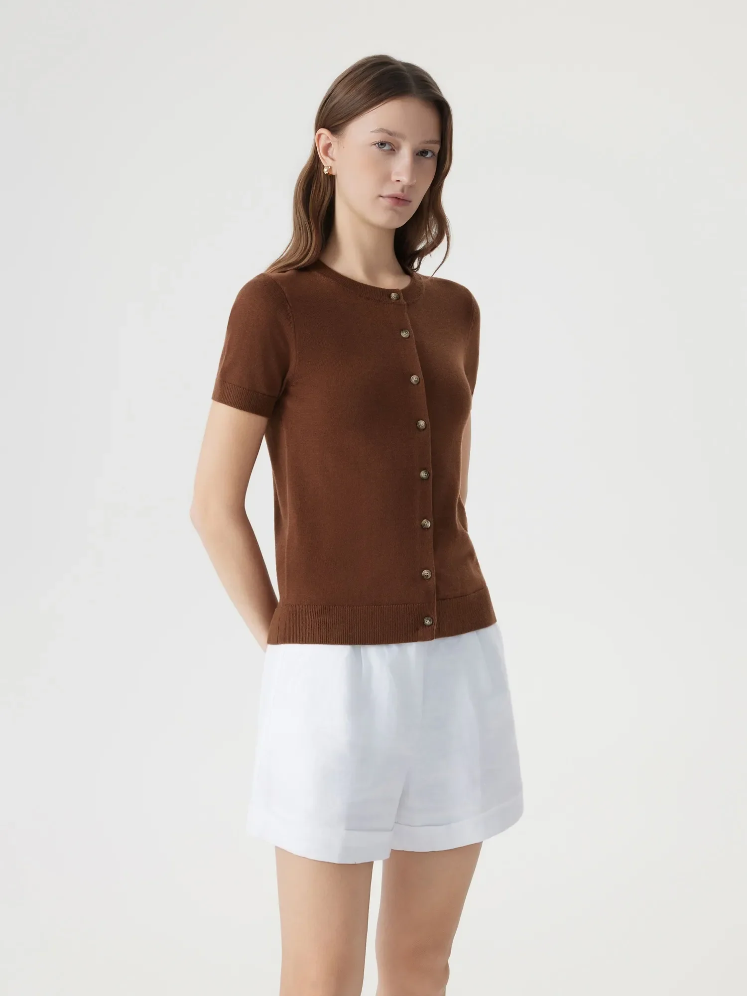 Cashmere Silk Blend Cardigan Spring Sweaters - Short Sleeve - Image 8